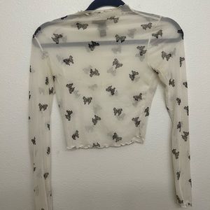 forever 21 sheer long sleeve crop top